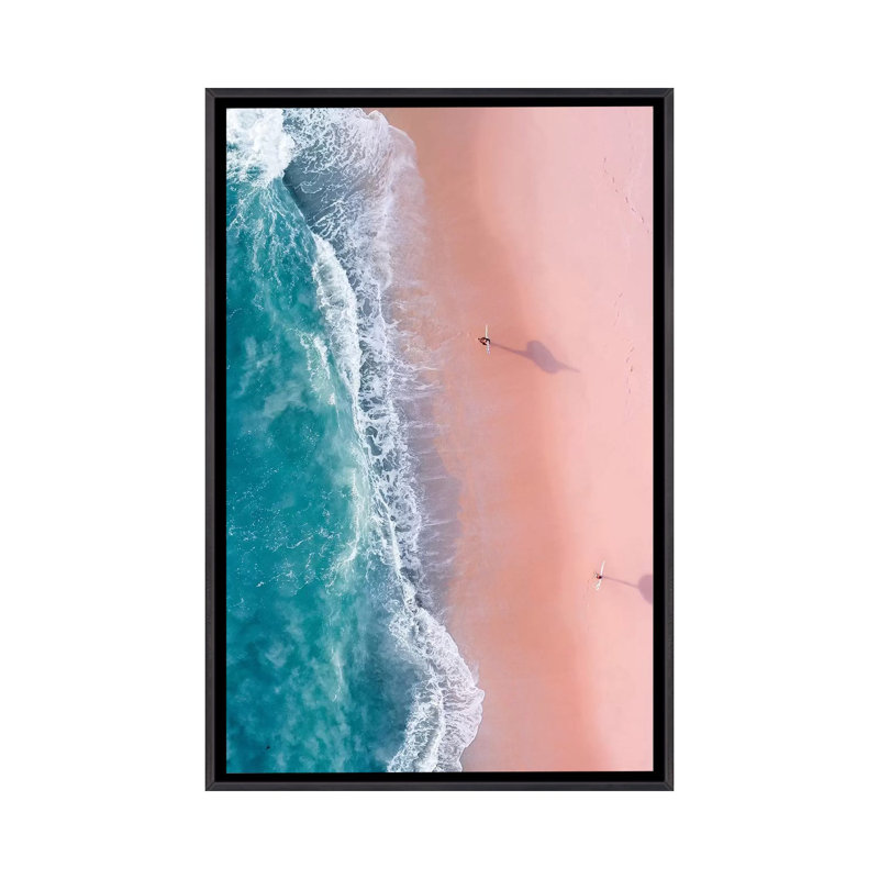 " Sunset Surfers " by Jaxon Roberts, Distressed Black Framed, No Mat, 40" H x 26" W x 1.5" D