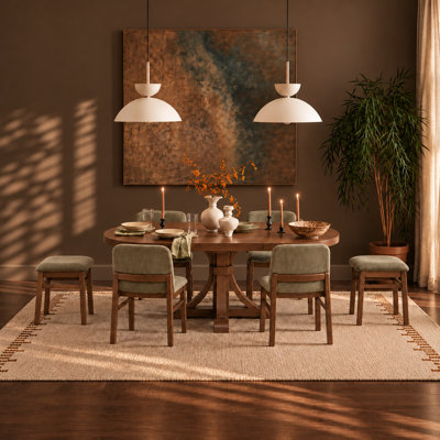 Siena Round Extension Dining Table Warm Brown