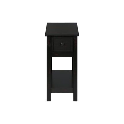 2 Tier Accent Table, Black Veneer, Drawer For Storage , Bedroom And Living Room Veneer Maximization,