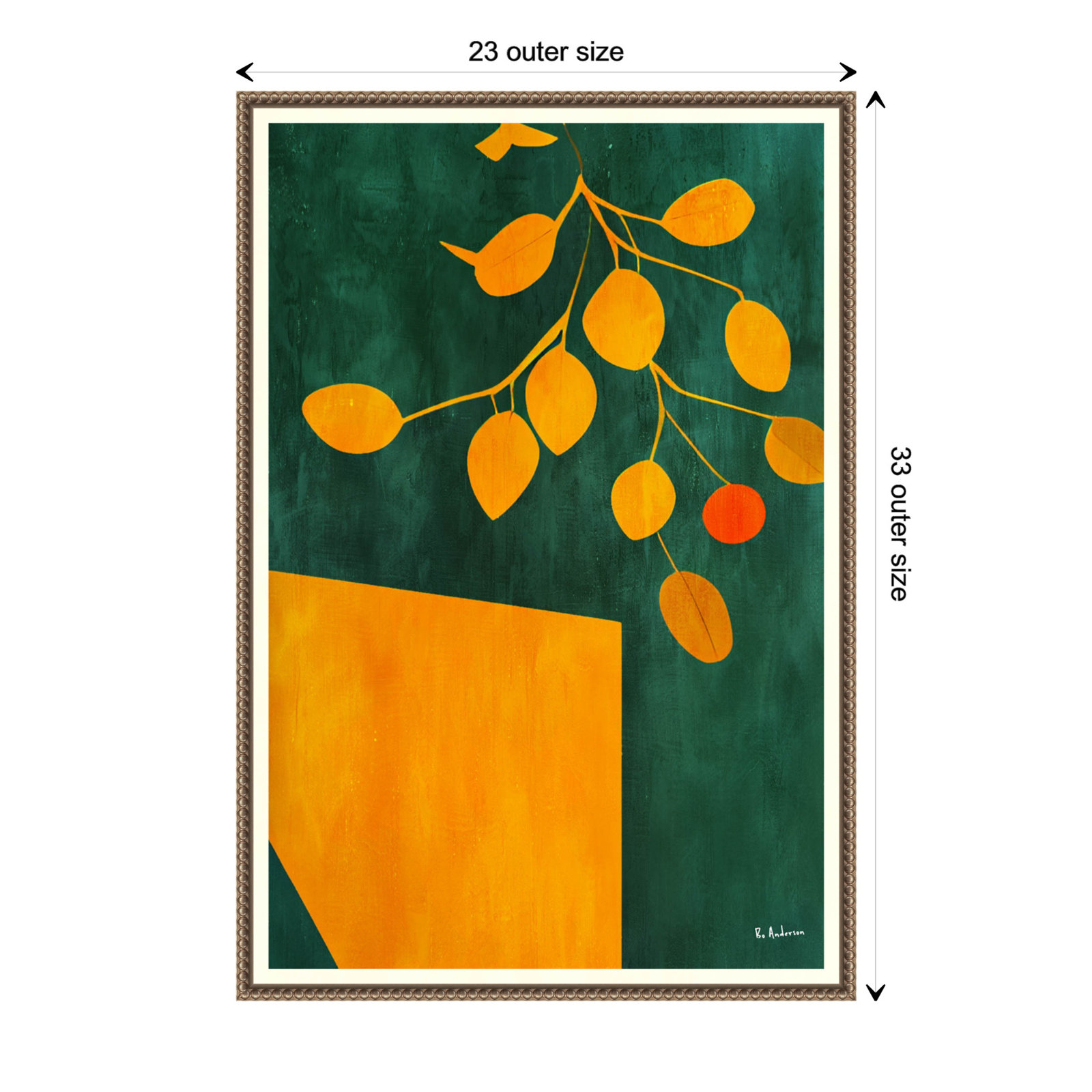 Golden Autumn Leaves by Bo Anderson, 33" H x 23" W x 2" D
