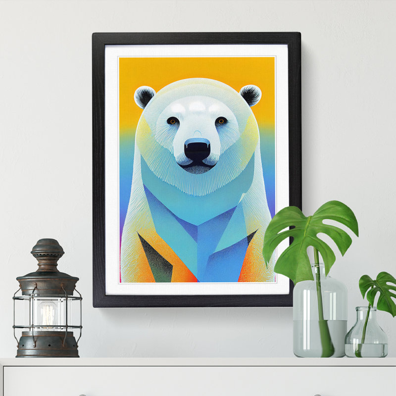 Polar Bear Painting Vol.1 - Picture Frame Print, 34cm H x 25cm W x 2cm D, Walnut