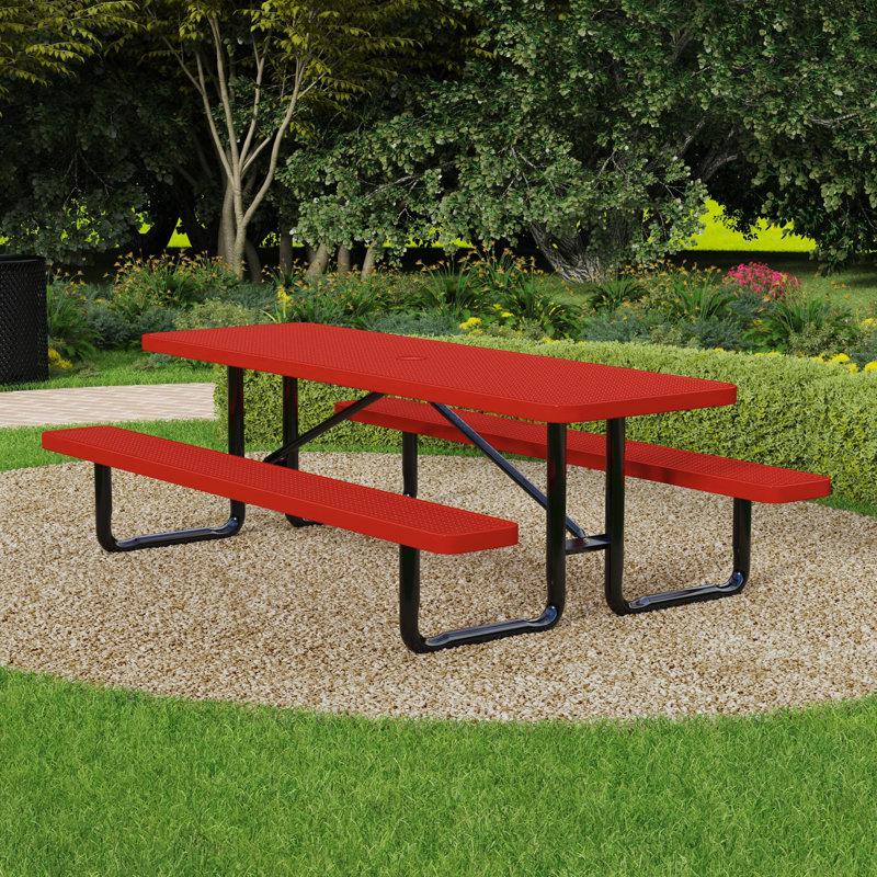 Leisure Craft Standard Outdoor Picnic Table, Red, 96" W