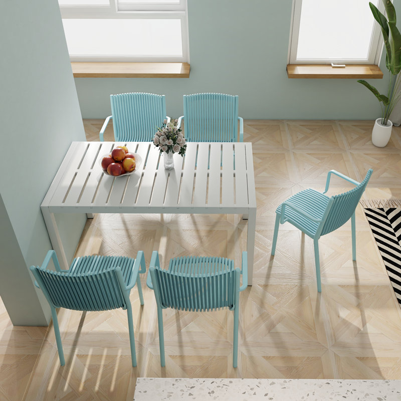 Chaises longues en polypropylène empilables Camron, Bleu clair