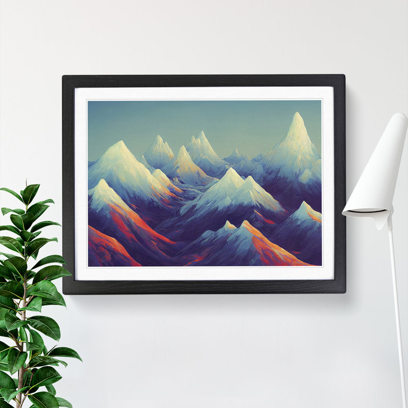 Artistic Mountains - Single Picture Frame Print, 46cm H x 64cm W x 2cm D, Black Framed