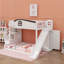 Lit simple superposé au dessus d'un lit double avec escalier de rangement, tablette, glissade et garde-robe-1044033154
