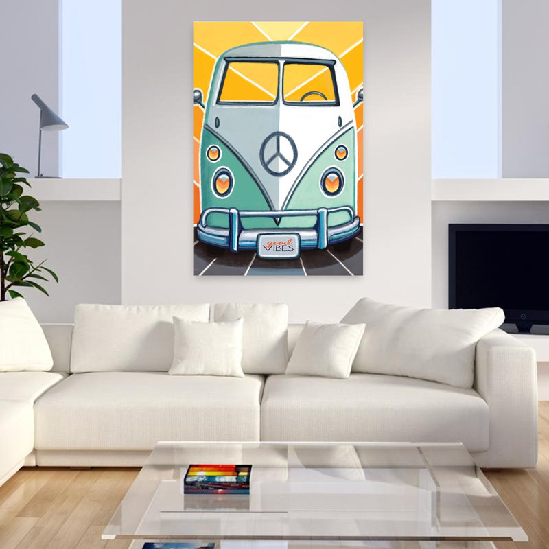 Art rétro fantaisiste Van Life, H 48 po x l 32 po