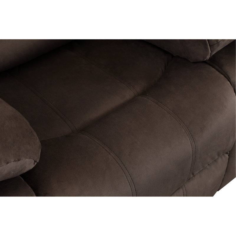Transitionnel avec support de soutien lombaire - tissu d'ameublement en microfibre, structure en bois franc séché au four et coins renforcés, rembourrage en mousse enveloppée, 8 ressorts à arc, base en acier inoxydable brun