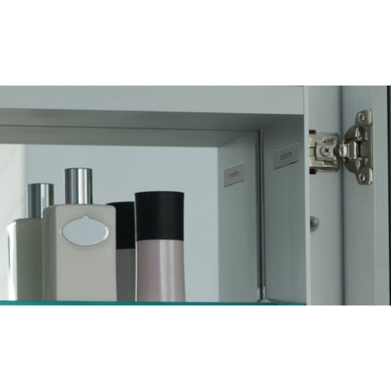 R3 Series Recessed or Surface Mount Frameless Medicine Cabinet with 3 Adjustable Shelves, 26"H x 20"W x 4"D, Beveled edge