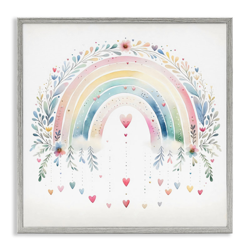 Arc-en-ciel avec cœurs suspendus, estampe numérique, design by Creative Studio, H 17 po x l 17 po