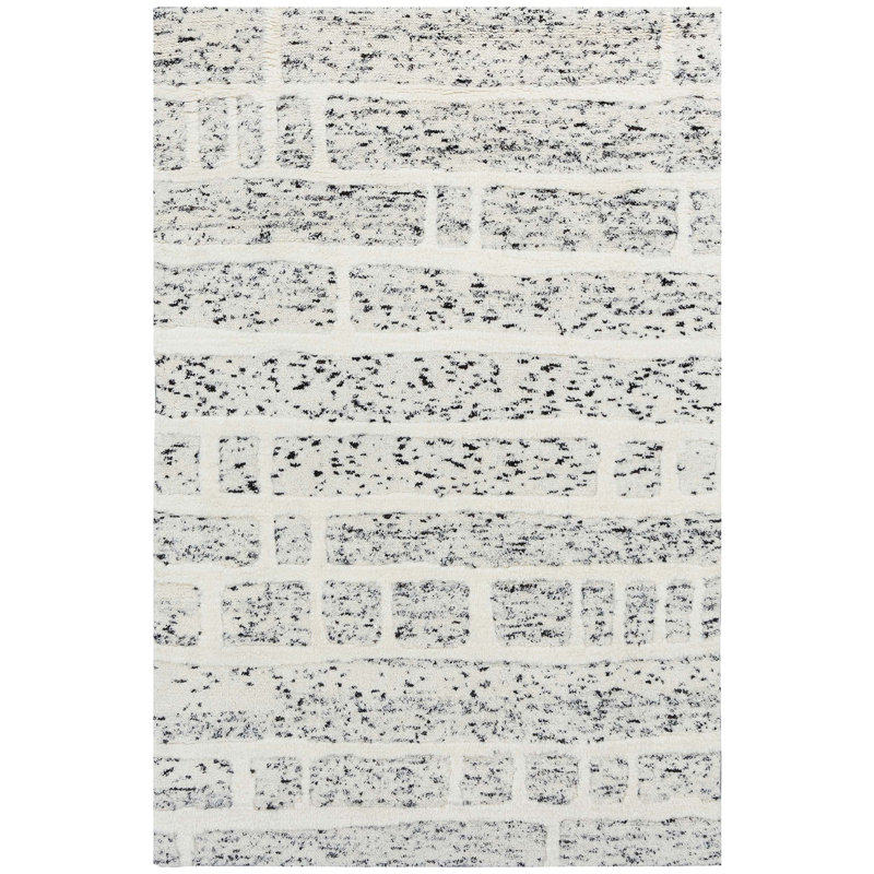 Tapis rectangulaire en laine noué à la main beige / gris, Rectangle 12 pi x 15 pi