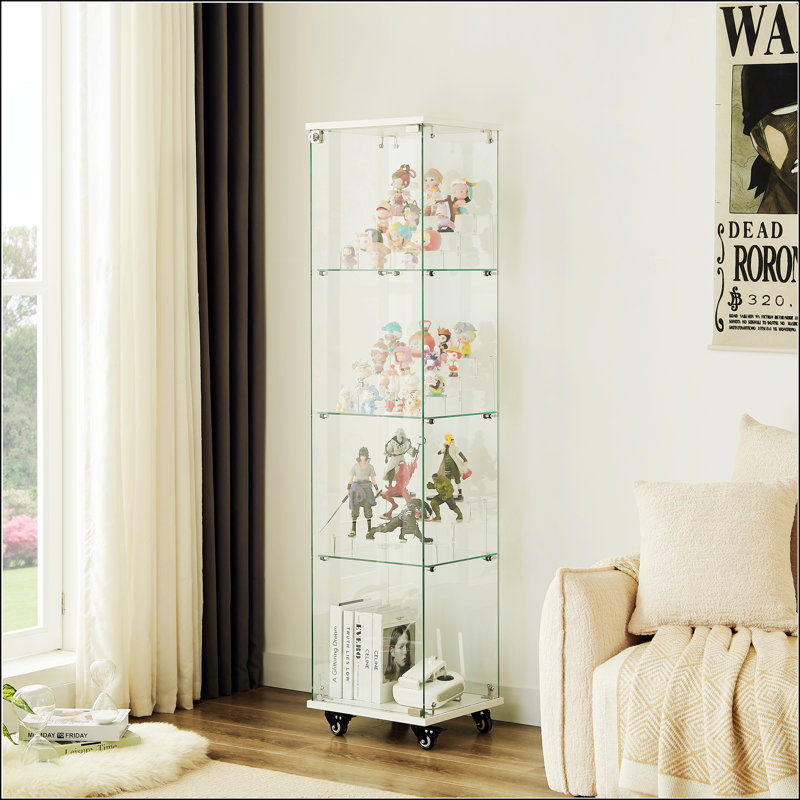 4 Tier Glass Display Cabinet, White