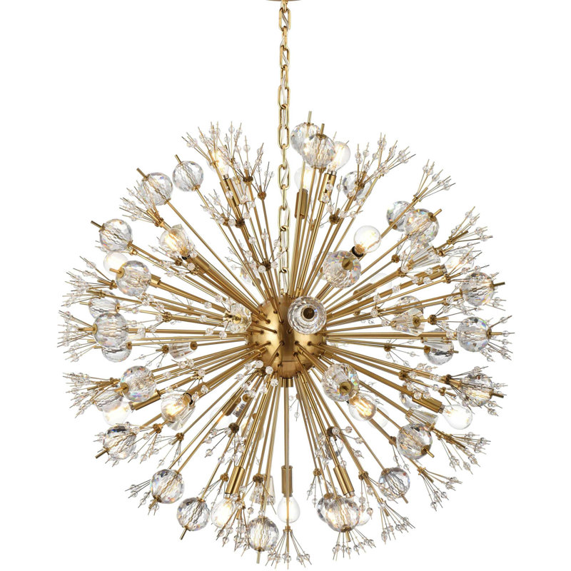 Étoile de cristal ronde Vera de 32 po Hudspeth en chrome, Doré