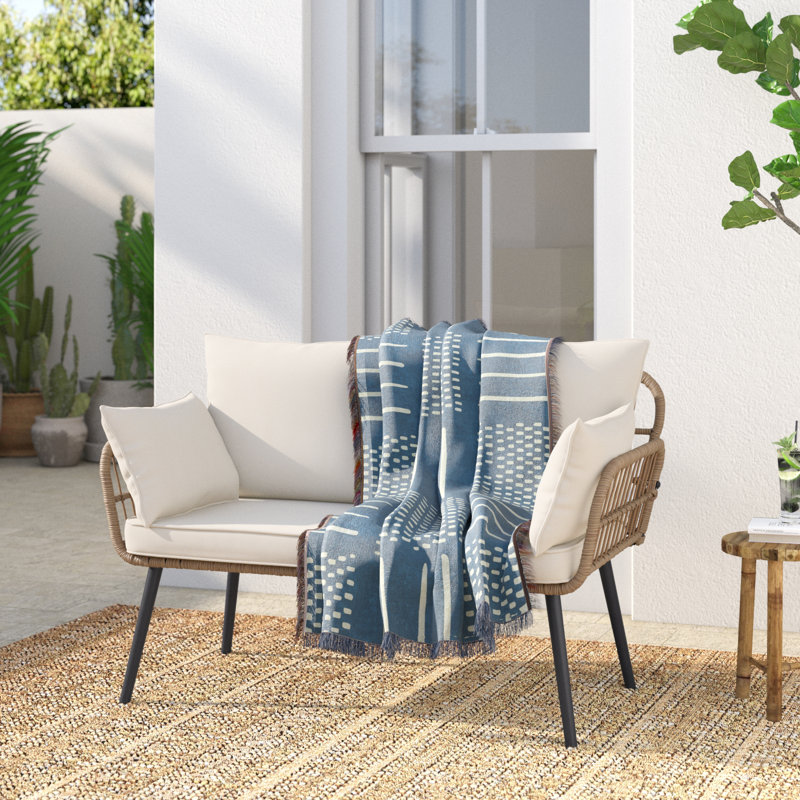 Causeuse d'extérieur avec coussins Hednesford, Beige, Naturel