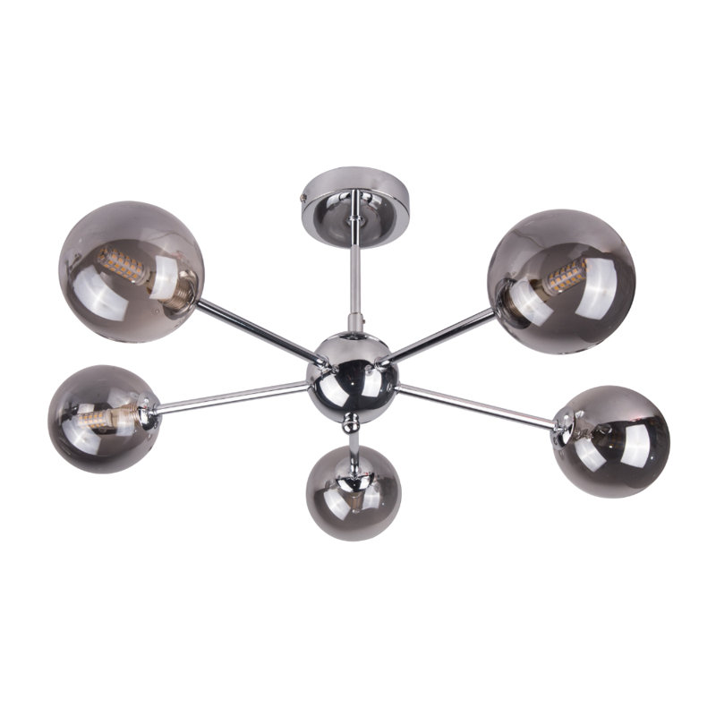 Andri Glass Semi Flush Mount, Polished Chrome