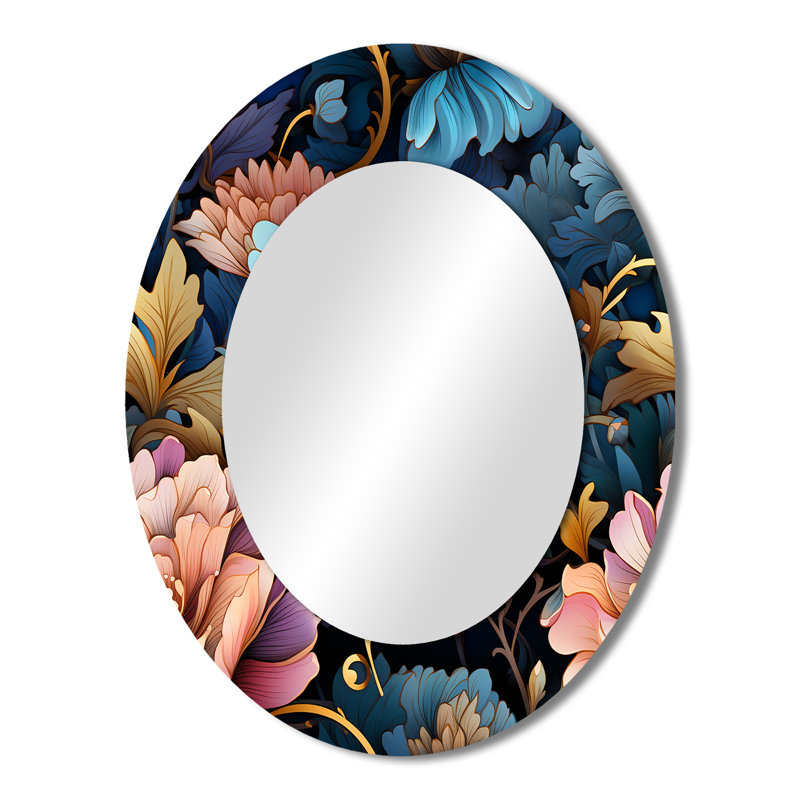 Victorian Nouveau Elegance Victorian Pattern - Floral Mirror, Cottage Unique Wall Mirror, Printed Metal Art, 43" H x 33" W