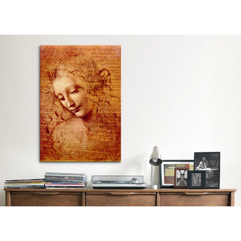 Tête de femme par Leonardo da Vinci - reproduction, H 26 po x l 18 po x P 1,5 po, Toile