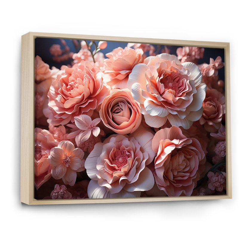 Attenweiler - bouquet de fleurs roses - harmonie délicate I - impression, 30" H x 40" W, Cadre naturel flottant