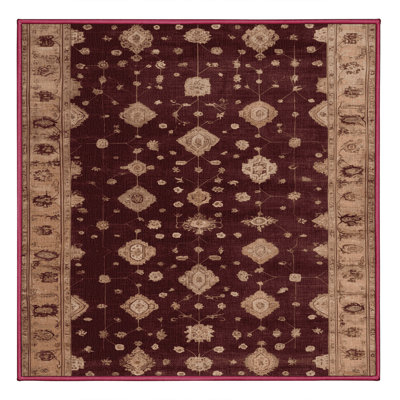 Machine Washable Overdyed Red Area Rug