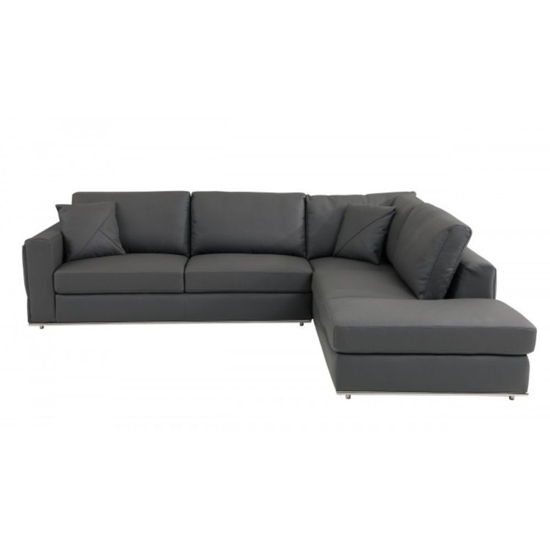 Italian Leather Reclining L Shaped Two Piece Corner Sectional, White Genuine Leather, Right Hand Facing