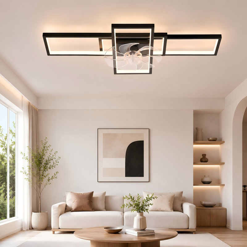 Ventilateur de plafond à DEL 35,43 "réversible à 7 pales avec lumière et télécommande