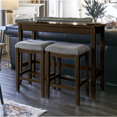 Edip 36"H Sofa Pub Table with Nested Stools