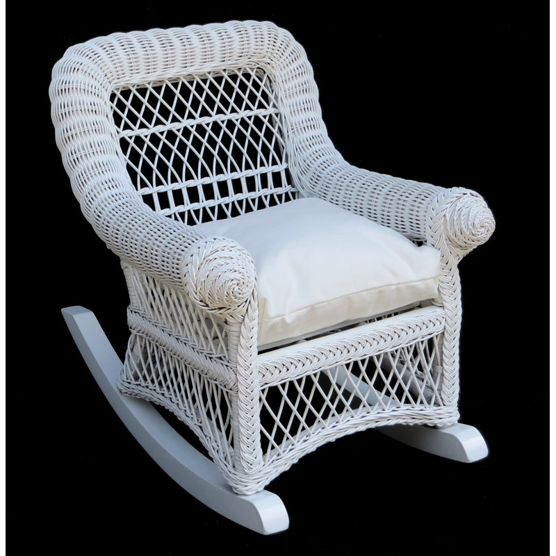 Kid's Rocking Chair with Cushion, White, White