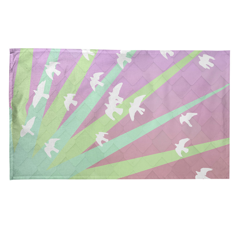 Tea Towel Kitchen Towel, Green/Pink, Cotton Twill