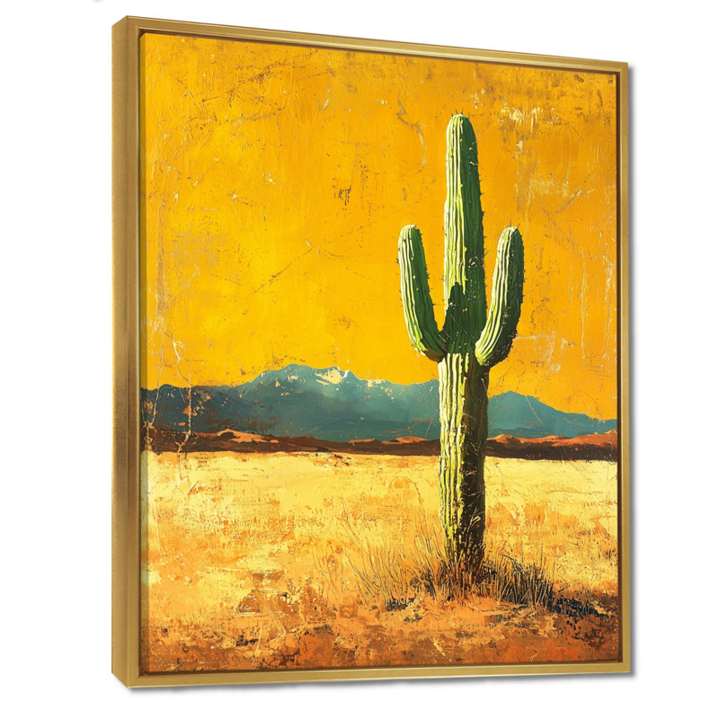 Cactus Margarie et la chaleur du désert II - Cactus, décoration murale, H 40 po x l 30 po, Reproduction avec cadre flottant