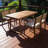 Multi-Person Outdoor Acacia Wood Dining Table And Chair Set, Thick Cushions, Suitable For Balcony, Vourtyard, And Garden.