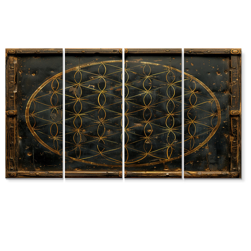 Ensemble d'art mural géométrique 4 pièces Provenant, H 28 po x l 48 po