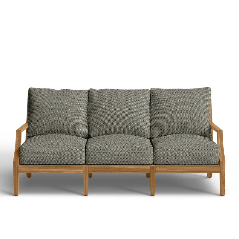 Haley Teak Patio Sofa with Cushions, Intermix Bark, Natural Teak, No welt + Standard fill