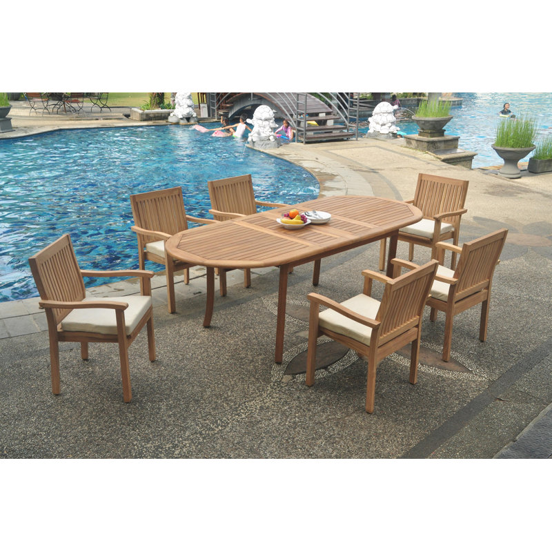 Leveb Outdoor 7 - Piece Teak Dining Set, 71" L x 40" W x 30.5" H