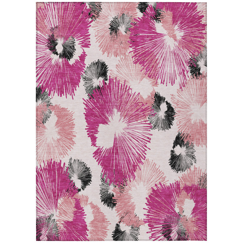 Machine Washable Indoor/Outdoor Colman ACN2132 Floral Rug, Rectangle 10' x 14'