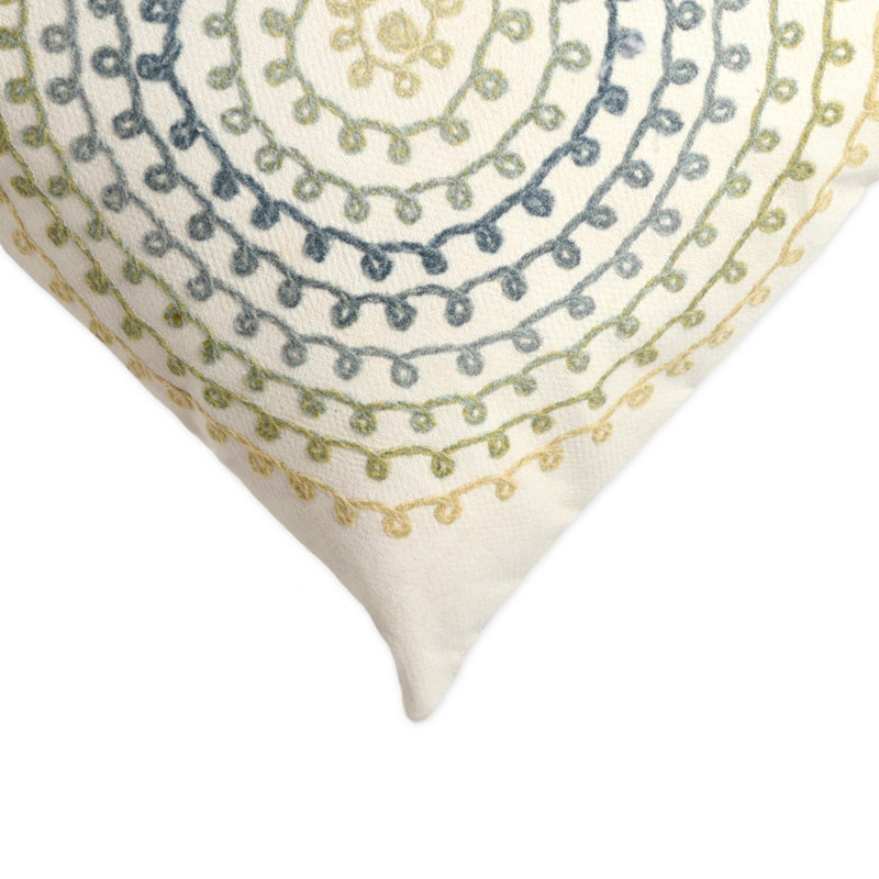  Outdoor Square Pillow Cover & Insert, 20" x 20", White/Blue