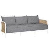Havana 86" Wide Outdoor Wicker Patio Sofa with Cushions