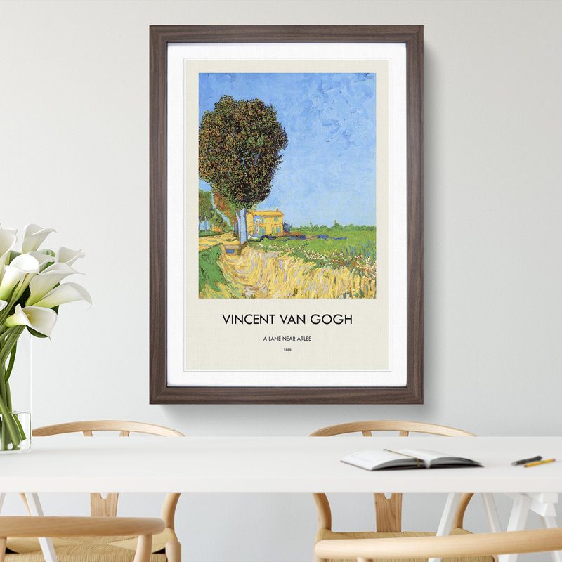 A Lane Near Arles by Vincent Van Gogh - Picture Frame Painting, 48cm H x 36cm W x 2cm D, Walnut Framed