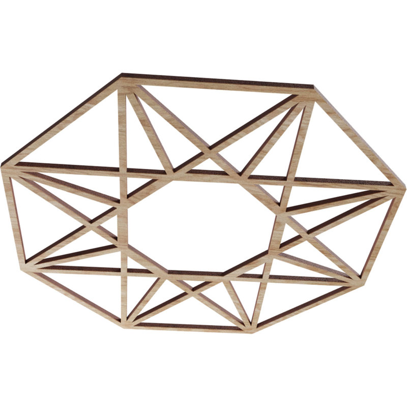 16"OD x 6 1/4"ID x 1/4"T Guardian Wood Fretwork Pierced Ceiling Medallion, Birch, Oak, 16" H x 16" W x 0.25" D