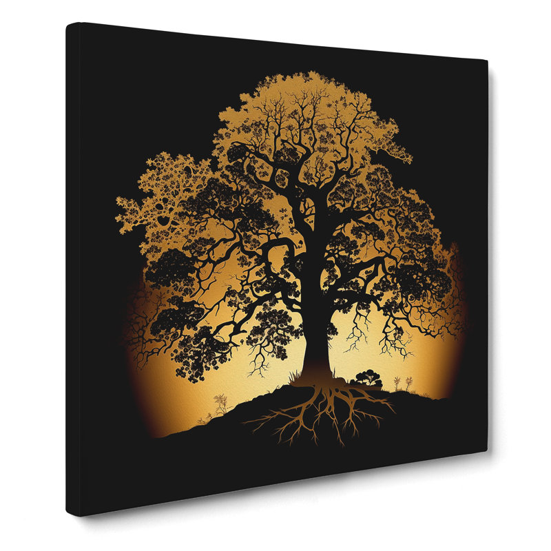 Oak Tree Silhouette - Wrapped Canvas, 50cm H x 50cm W