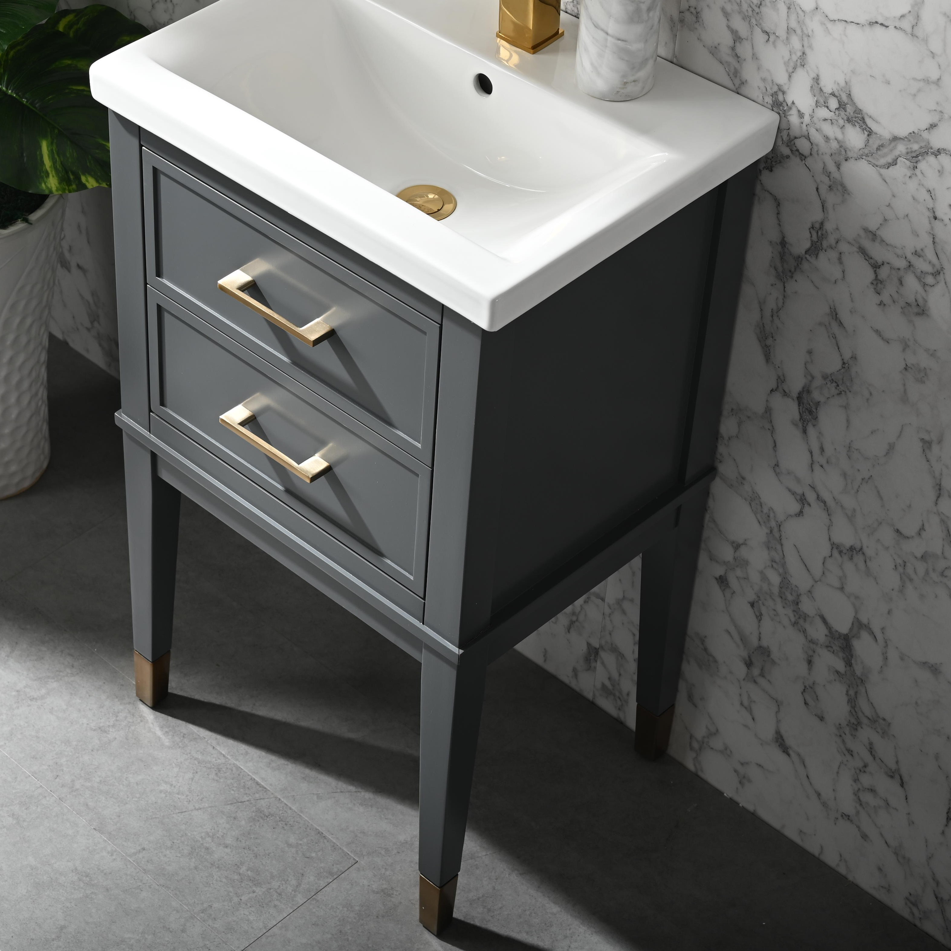 Everly Quinn Deon 20'' Single Bathroom Vanity with Ceramic Top