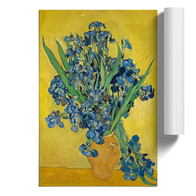 Iris Flowers In A Vase by Vincent Van Gogh - No Frame Painting, 30cm H x 21cm W x 0.1cm D
