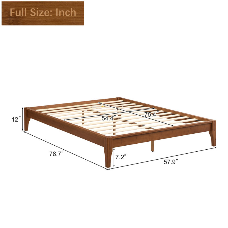 Bamboo Wood Platform Bed Frame, Full, Brown