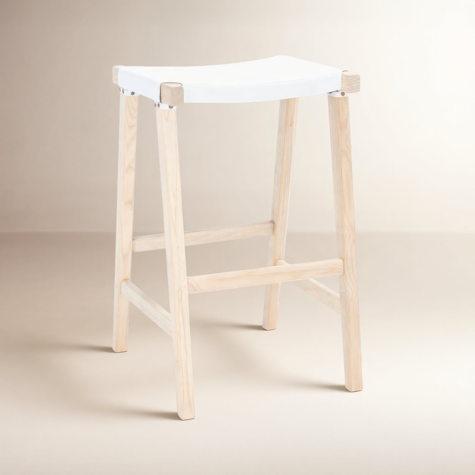 Kellan " Genuine Leather Bar Stool, White Genuine Leather, Bar Stool (30” Seat Height)