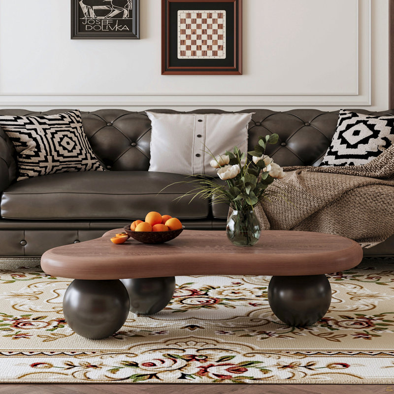 Table basse de 47 pouces en forme de nuage avec 3 pieds en forme de boule