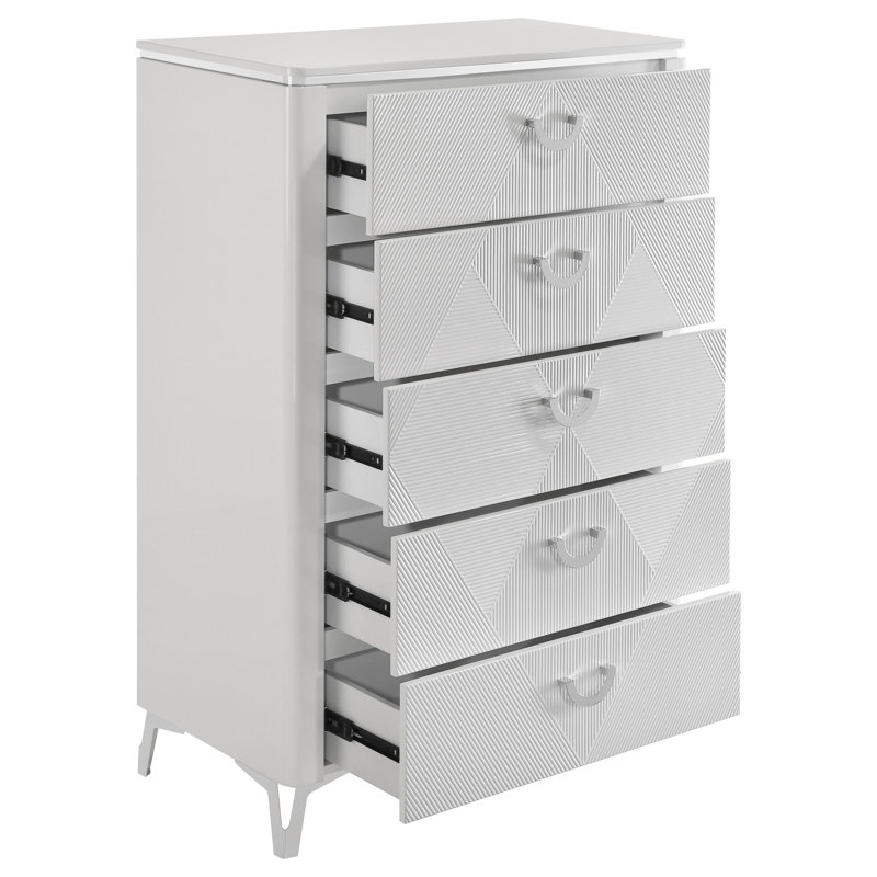Commode de chambre à coucher à 5 tiroirs Cassia