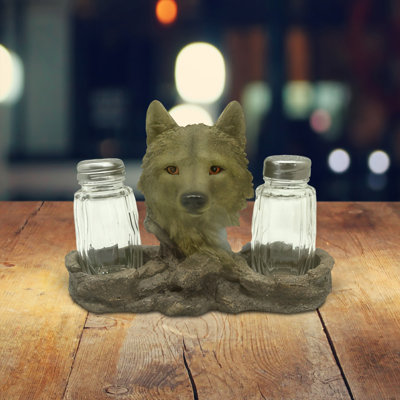 6.75"W Wolf Salt & Pepper Shaker Holder