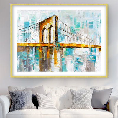 Brooklyn Bridge Building Bedroom Framed Matted Print | Decor