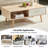 Boho Rectangle Coffee Table with Solid Wood Legs & Sliding Storage Drawer, Modern Living Room or Office Center Table-2106563044