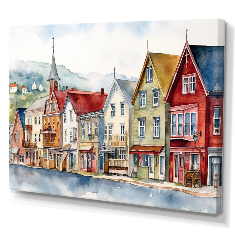 Terre-Neuve côtière rétro II - Canada, art mural, Toile tendue, H 30 po x l 40 po x P 1,5 po