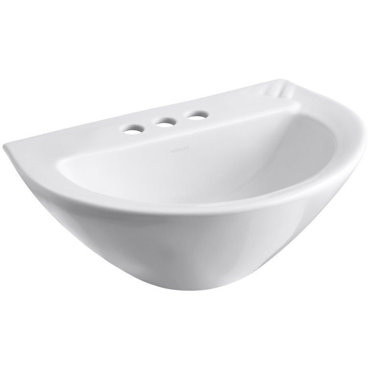KOHLER Parigi Vitreous China Pedestal Bathroom Sink in Almond KOHLER Parigi Vitreous China Pedestal Bathroom Sink in Almond