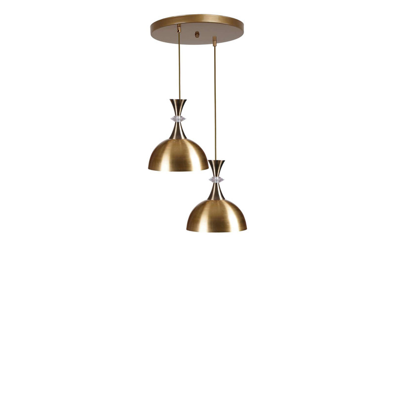 Lustre, Doré, 2 niveaux, Deux lumières